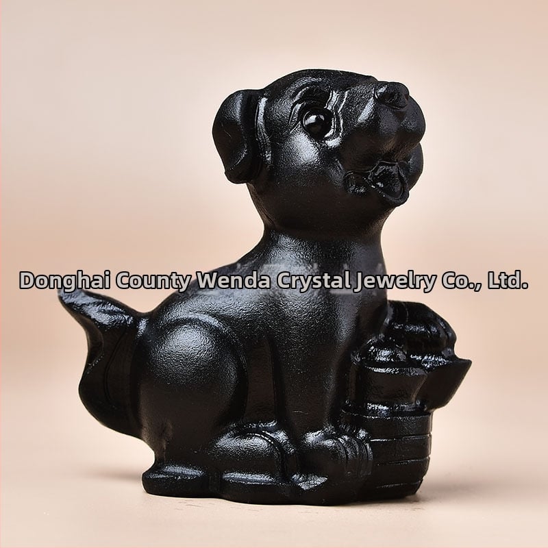 Dabas obsīdiana zodiālais dzīvnieku skulptūra, dzīvnieka forma, skaidrība VVS