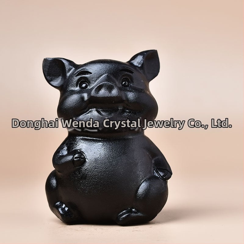 Dabas obsīdiana zodiālais dzīvnieku skulptūra, dzīvnieka forma, skaidrība VVS