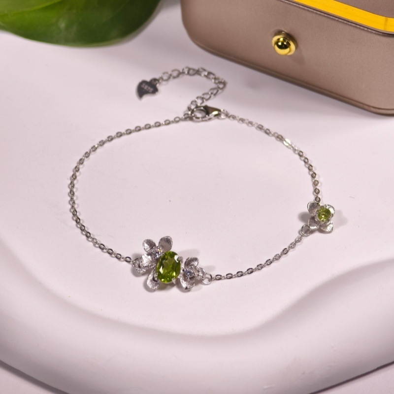 Set de bijuterii pentru femei: colier din argint 925 cu pietre naturale de cristal, formă de floare, design multistrat, lanț încrucișat, granat și topaz