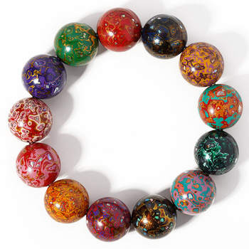 Koka rokassprādze ar ķīniešu motīvu, roku darbs, Budas pērļu inkrustācija