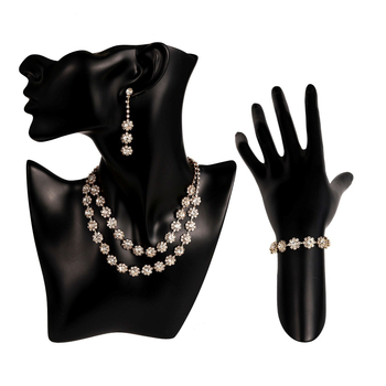 Σετ κοσμημάτων για γάμο από ζιρκόν, σκουλαρίκια και κολιέ, Ο-αλυσίδα, κρεμαστά σε σχήματα καρδιάς, δάκρυου και καμπάνας