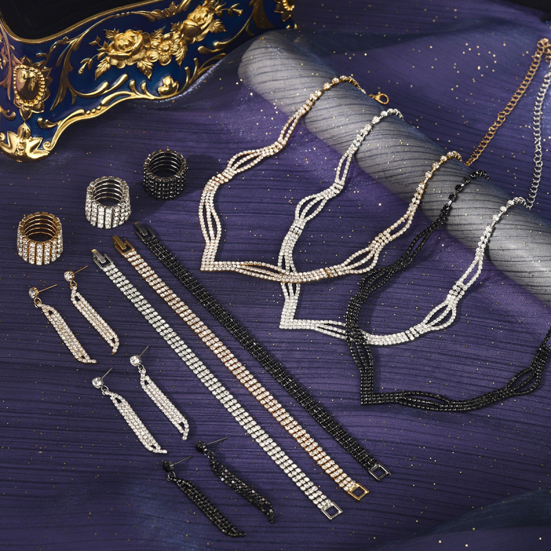 Σετ κοσμημάτων για γάμο από ζιρκόν, σκουλαρίκια και κολιέ, Ο-αλυσίδα, κρεμαστά σε σχήματα καρδιάς, δάκρυου και καμπάνας