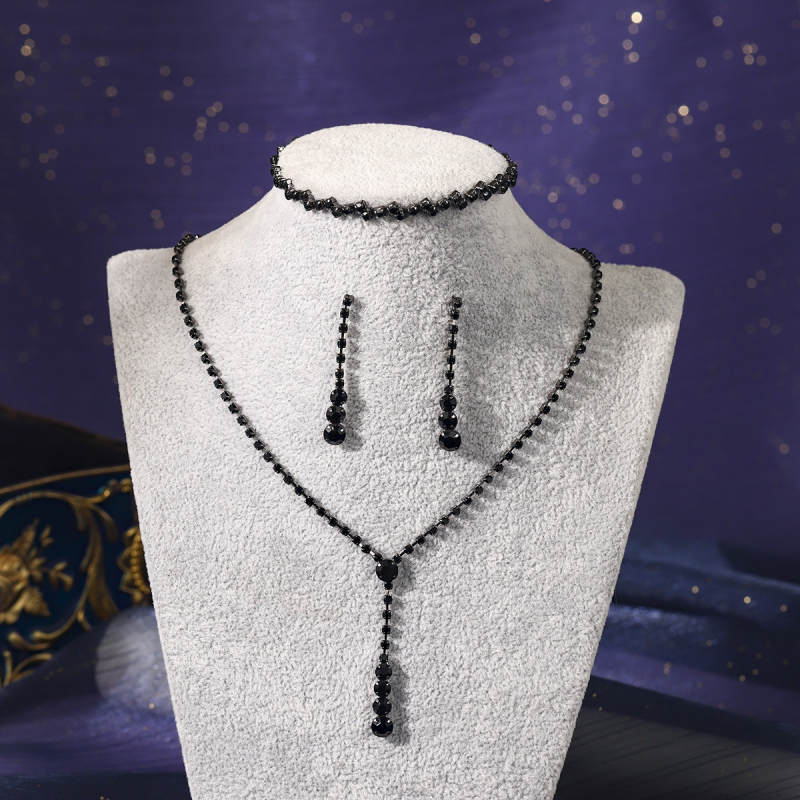 Σετ κοσμημάτων για γάμο από ζιρκόν, σκουλαρίκια και κολιέ, Ο-αλυσίδα, κρεμαστά σε σχήματα καρδιάς, δάκρυου και καμπάνας