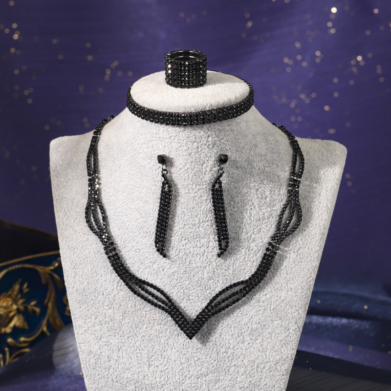 Σετ κοσμημάτων για γάμο από ζιρκόν, σκουλαρίκια και κολιέ, Ο-αλυσίδα, κρεμαστά σε σχήματα καρδιάς, δάκρυου και καμπάνας