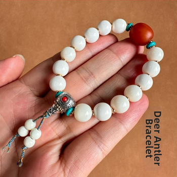 Stirnu kaula etniskā rokassprādze, universāla, ģeometriska forma, 10 mm