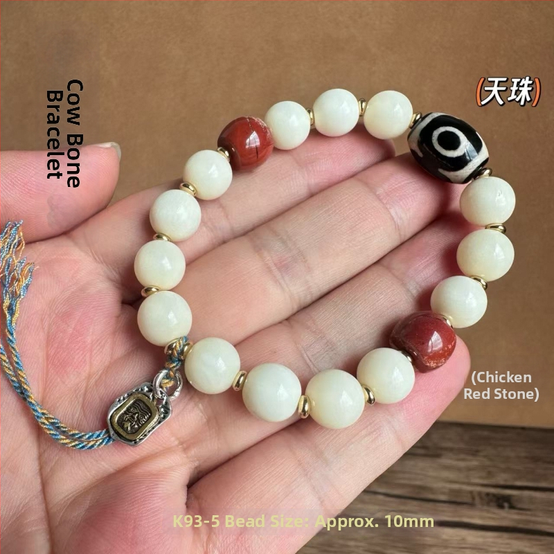 Stirnu kaula etniskā rokassprādze, universāla, ģeometriska forma, 10 mm