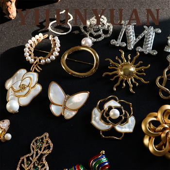 Moterų segė su cirkonio akmenimis, retro elegantiškas stilius, gėlės forma, elektroplatavimas, drabužių dekoratyvinis priedas