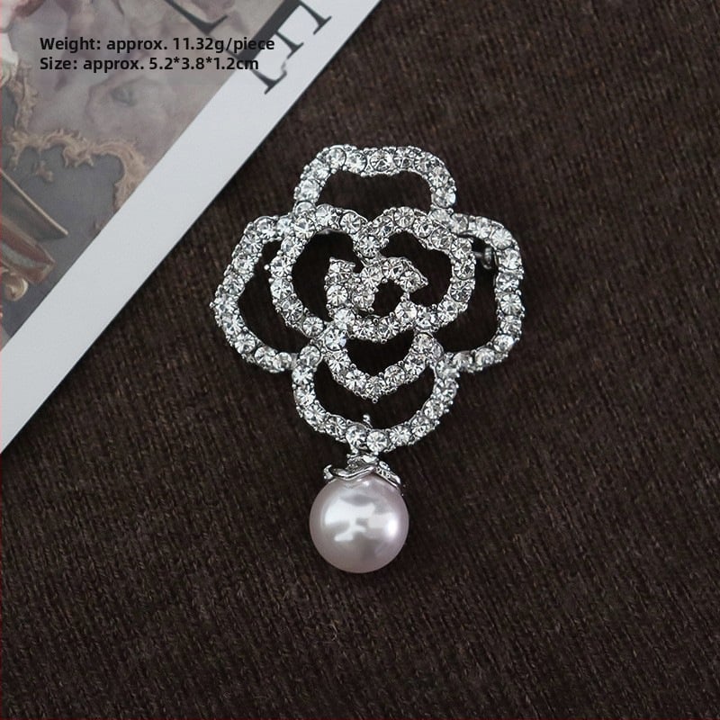 Moterų segė su cirkonio akmenimis, retro elegantiškas stilius, gėlės forma, elektroplatavimas, drabužių dekoratyvinis priedas