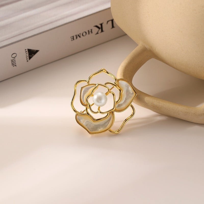 Moterų segė su cirkonio akmenimis, retro elegantiškas stilius, gėlės forma, elektroplatavimas, drabužių dekoratyvinis priedas