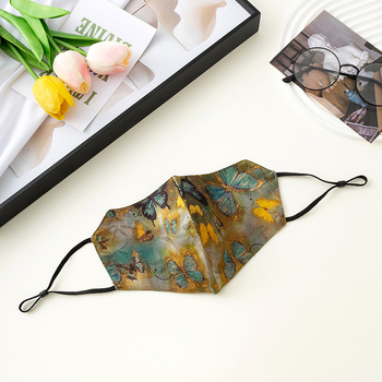 Maska za zaštitu od sunca, prozračna, dvostruka pamučna maska, imitacija svile, nacionalni stil (prozračna, otporna na vjetar, UV zaštita, dvostruka pamučna maska, imitacija svile)