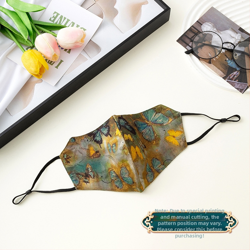 Slnečná ochranná maska, priedušná, dvojvrstvová bavlnená, imitácia hodvábu, národný štýl (Priedušná, Odolná voči vetru, UV ochrana, Dvojvrstvová bavlna, Imitácia hodvábu)