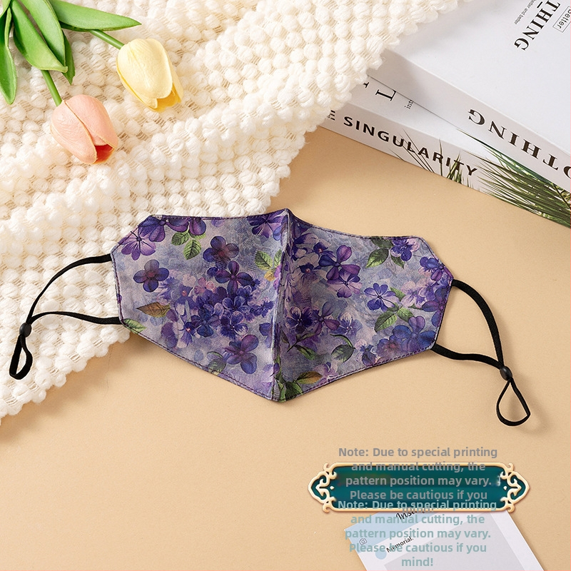 Slnečná ochranná maska, priedušná, dvojvrstvová bavlnená, imitácia hodvábu, národný štýl (Priedušná, Odolná voči vetru, UV ochrana, Dvojvrstvová bavlna, Imitácia hodvábu)