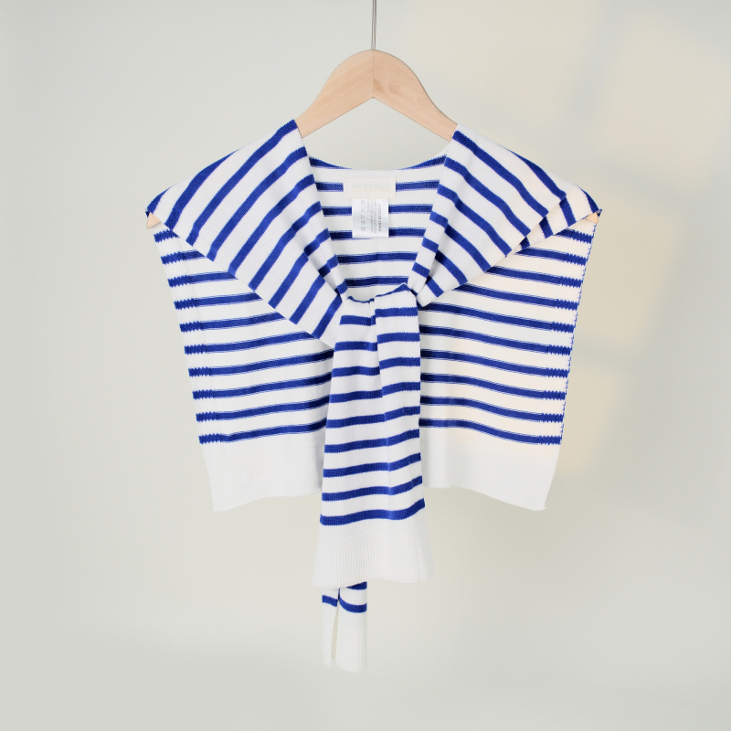 Korejski stil prugasti vuneni šal s lažnim ovratnikom za žene, slojeviti šal-vest za uredske prostore s klimatizacijom