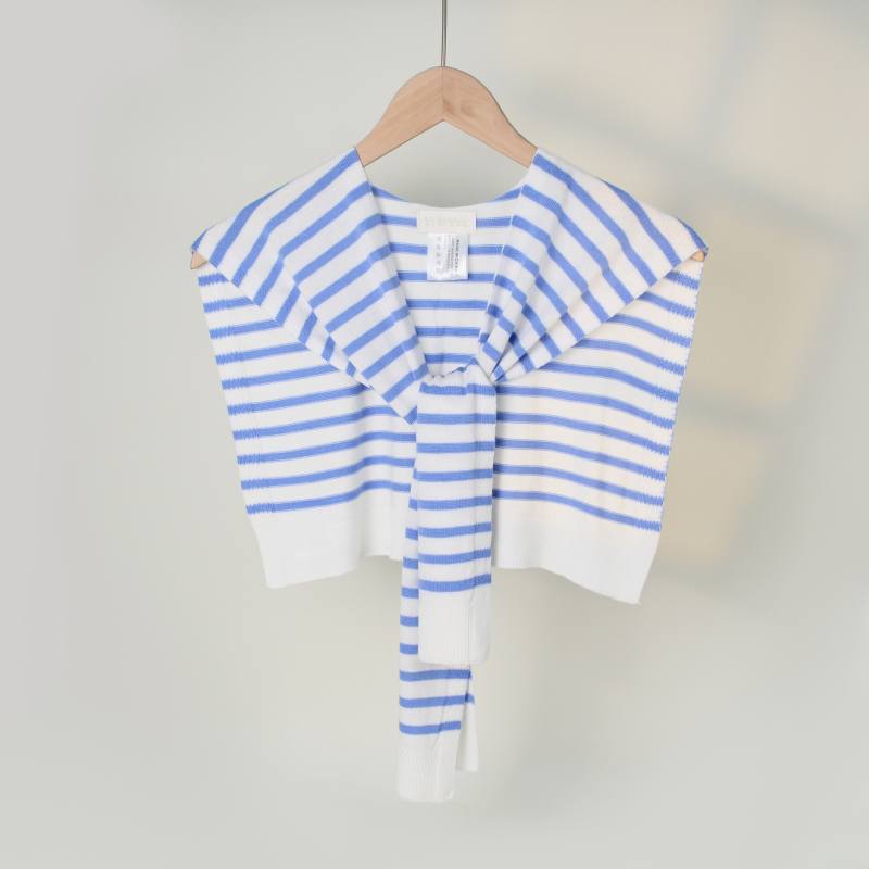 Korejski stil prugasti vuneni šal s lažnim ovratnikom za žene, slojeviti šal-vest za uredske prostore s klimatizacijom