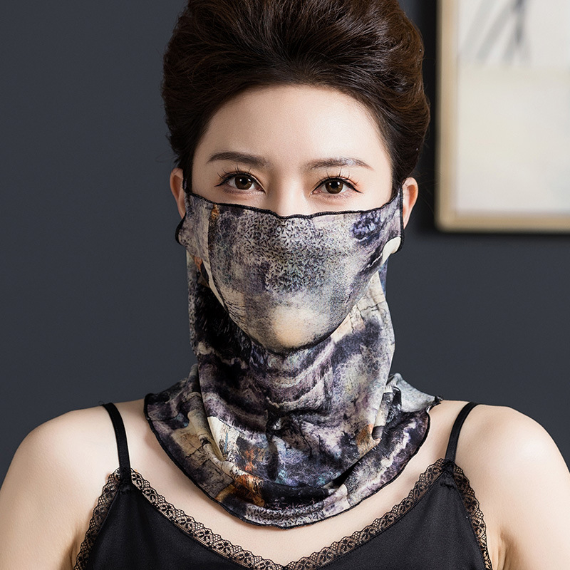 Svilenkasti šal za zaštitu lica od sunca za žene – poluotvoren stil, 100% svila, Ti yun, Jiaxing Zhejiang, ljeto 2021