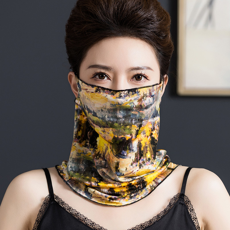 Svilenkasti šal za zaštitu lica od sunca za žene – poluotvoren stil, 100% svila, Ti yun, Jiaxing Zhejiang, ljeto 2021
