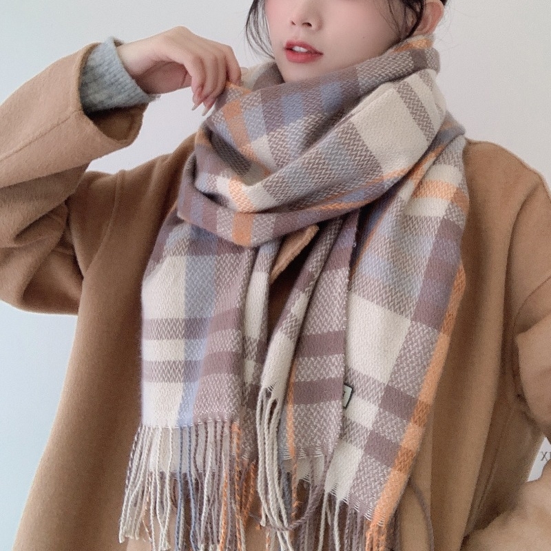 Baole Дълъг шал с каре | полиестер, плетен Weft-Knit, Yarn-Dyed, топъл, зимен аксесоар