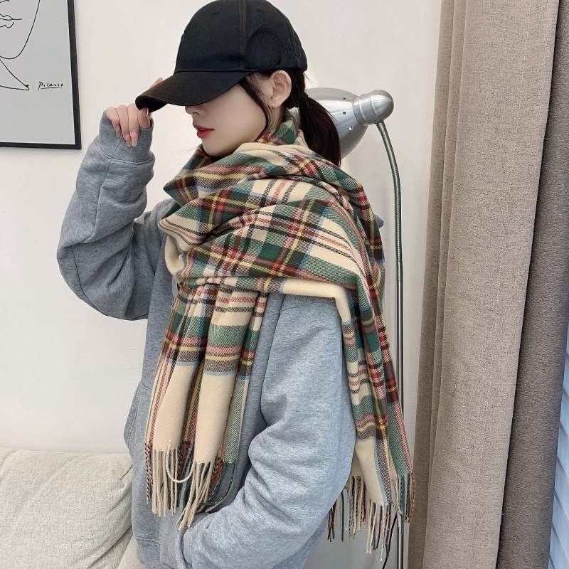 Baole Дълъг шал с каре | полиестер, плетен Weft-Knit, Yarn-Dyed, топъл, зимен аксесоар