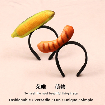 Sponka do vlasov s plyšovými potravinovými motívmi - hot dog, chlieb, kapusta, ovocie a zelenina pre deti (jar 2023)