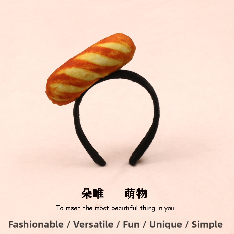 Sponka do vlasov s plyšovými potravinovými motívmi - hot dog, chlieb, kapusta, ovocie a zelenina pre deti (jar 2023)