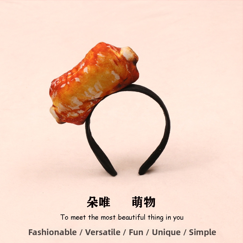 Sponka do vlasov s plyšovými potravinovými motívmi - hot dog, chlieb, kapusta, ovocie a zelenina pre deti (jar 2023)