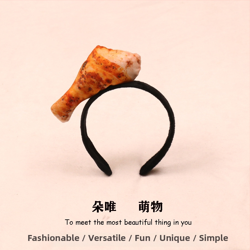 Sponka do vlasov s plyšovými potravinovými motívmi - hot dog, chlieb, kapusta, ovocie a zelenina pre deti (jar 2023)