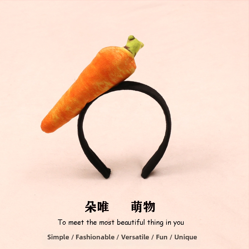 Sponka do vlasov s plyšovými potravinovými motívmi - hot dog, chlieb, kapusta, ovocie a zelenina pre deti (jar 2023)