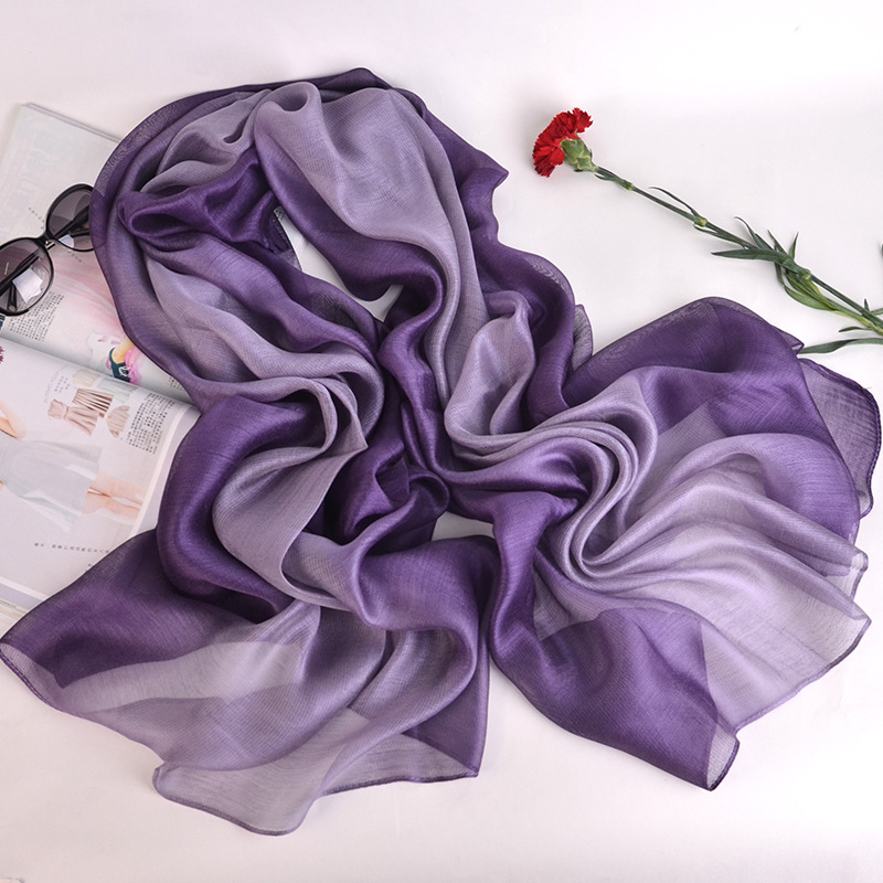 Šal od svile (warp knitting, gradient pattern, silk-viscose blend, Summer)