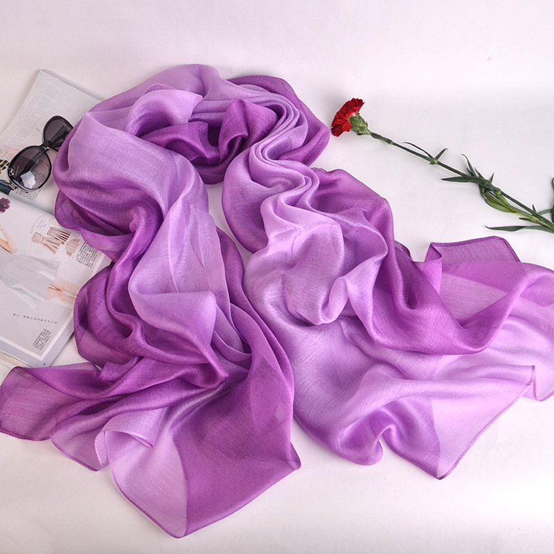 Šal od svile (warp knitting, gradient pattern, silk-viscose blend, Summer)