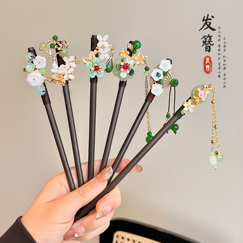 Koka matu spraudnis etniska stilā, modeļa Q1404, Yiwu Jade Jewelry