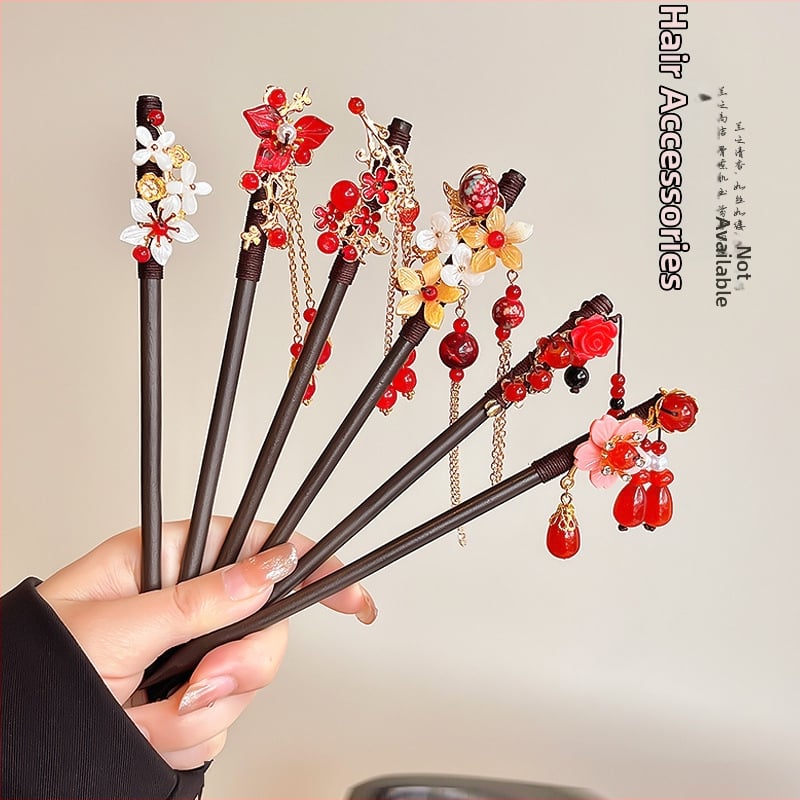 Koka matu spraudnis etniska stilā, modeļa Q1404, Yiwu Jade Jewelry