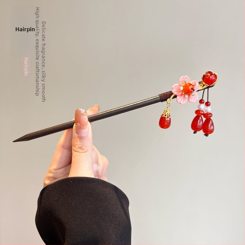 Koka matu spraudnis etniska stilā, modeļa Q1404, Yiwu Jade Jewelry