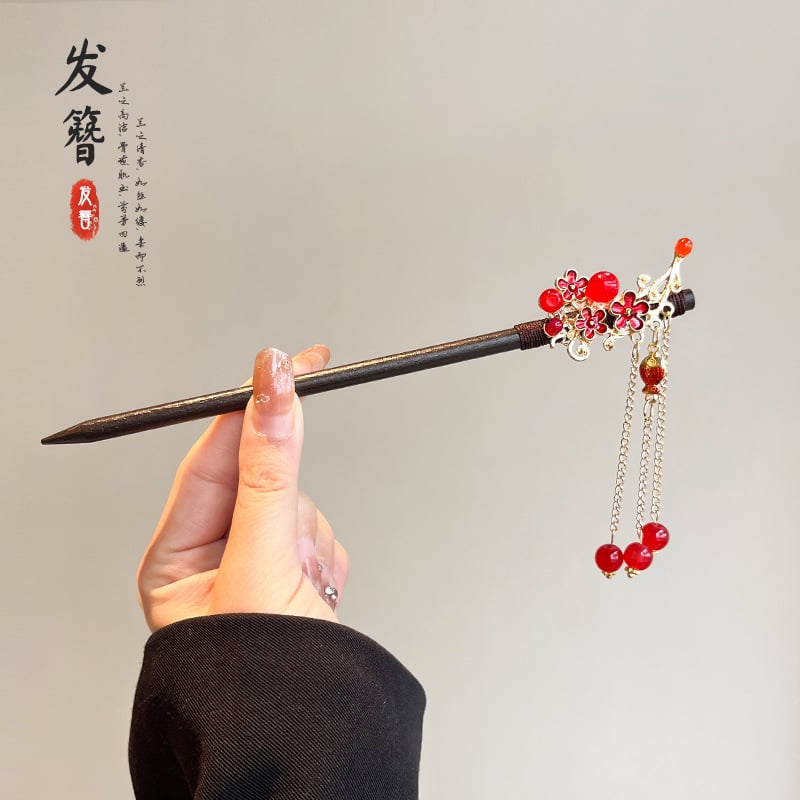 Koka matu spraudnis etniska stilā, modeļa Q1404, Yiwu Jade Jewelry