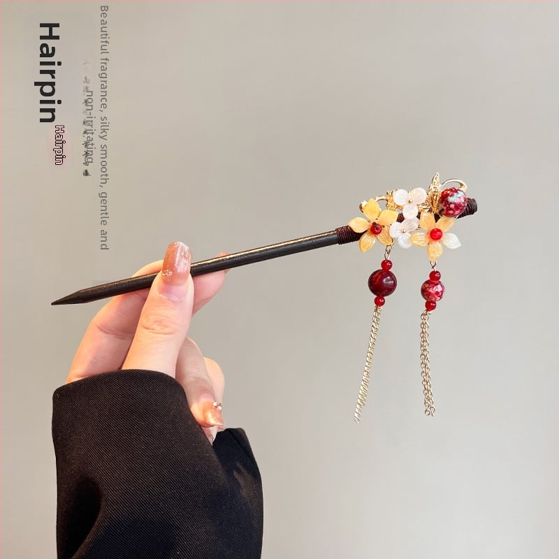 Koka matu spraudnis etniska stilā, modeļa Q1404, Yiwu Jade Jewelry