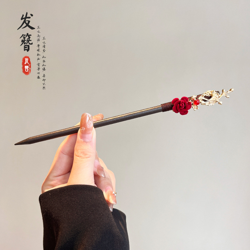 Koka matu spraudnis etniska stilā, modeļa Q1404, Yiwu Jade Jewelry