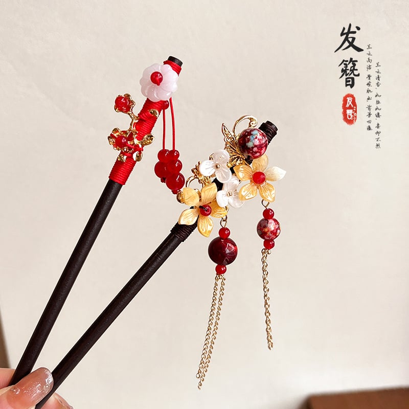 Koka matu spraudnis etniska stilā, modeļa Q1404, Yiwu Jade Jewelry