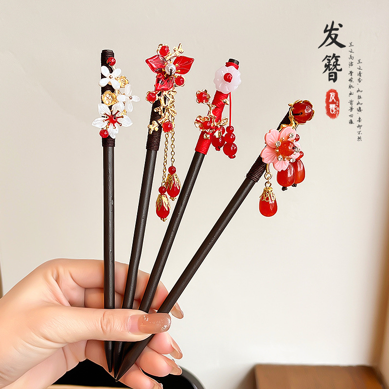 Koka matu spraudnis etniska stilā, modeļa Q1404, Yiwu Jade Jewelry