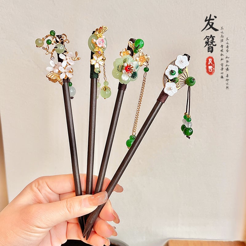 Koka matu spraudnis etniska stilā, modeļa Q1404, Yiwu Jade Jewelry