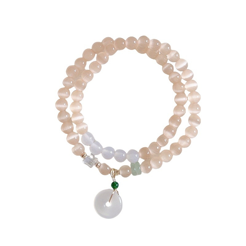 MOUNA Гривна от камък котешко око - ръчна изработка, женска геометрична бижутерия, произход Jinhua, пролет 2025