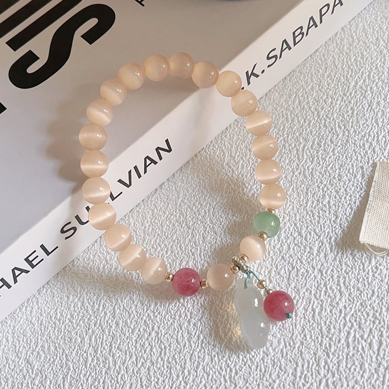 MOUNA Гривна от камък котешко око - ръчна изработка, женска геометрична бижутерия, произход Jinhua, пролет 2025