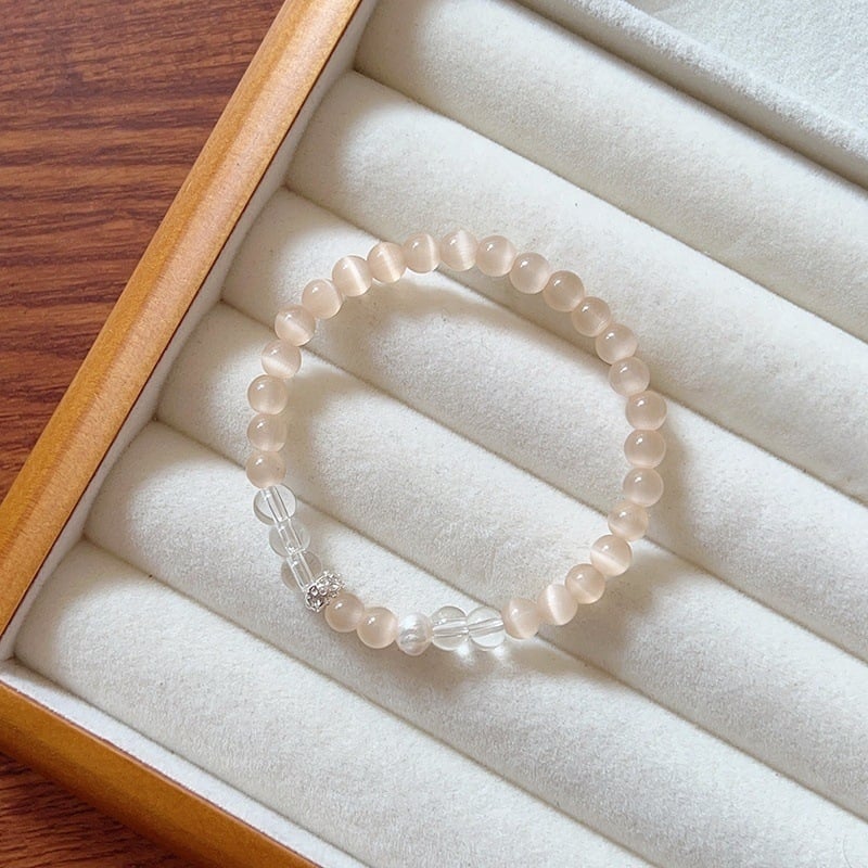 MOUNA Гривна от камък котешко око - ръчна изработка, женска геометрична бижутерия, произход Jinhua, пролет 2025