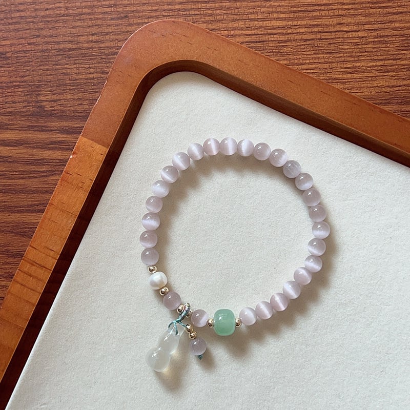 MOUNA Гривна от камък котешко око - ръчна изработка, женска геометрична бижутерия, произход Jinhua, пролет 2025