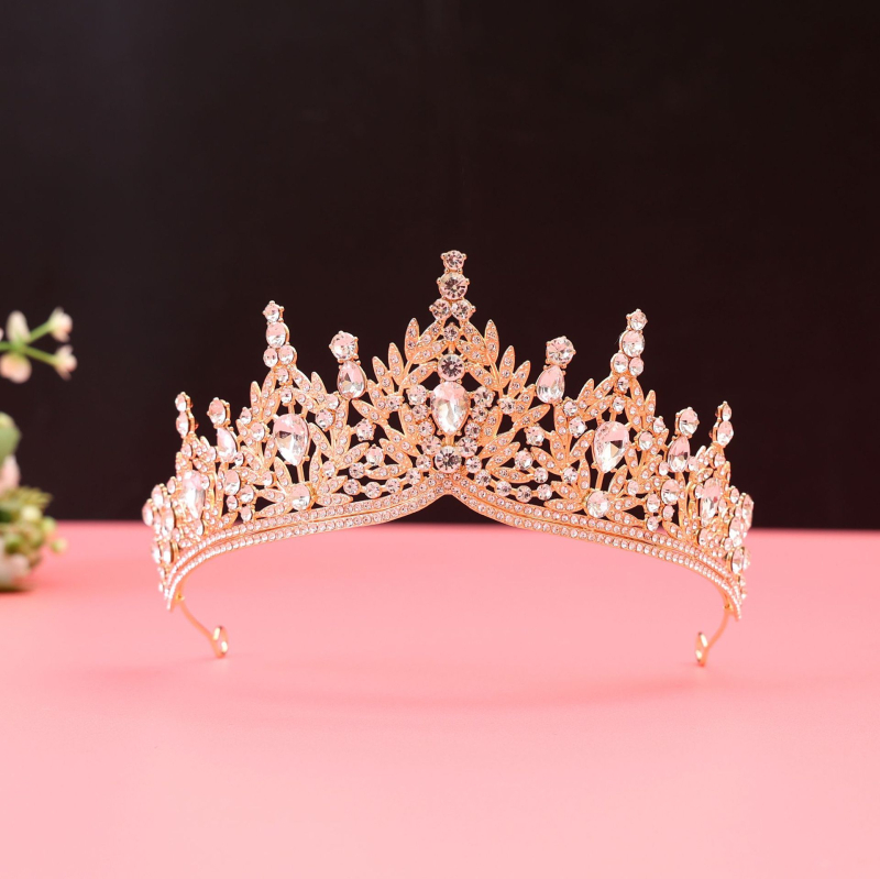 Barokna vjenčana tiara od legure — dijamantnom obradom, dodatak za kosu za vjenčanje (Porijeklo: Yiwu)