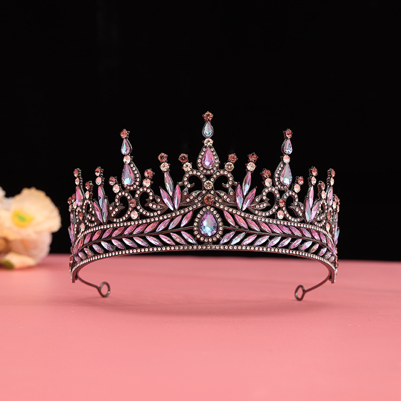 Barokna vjenčana tiara od legure — dijamantnom obradom, dodatak za kosu za vjenčanje (Porijeklo: Yiwu)