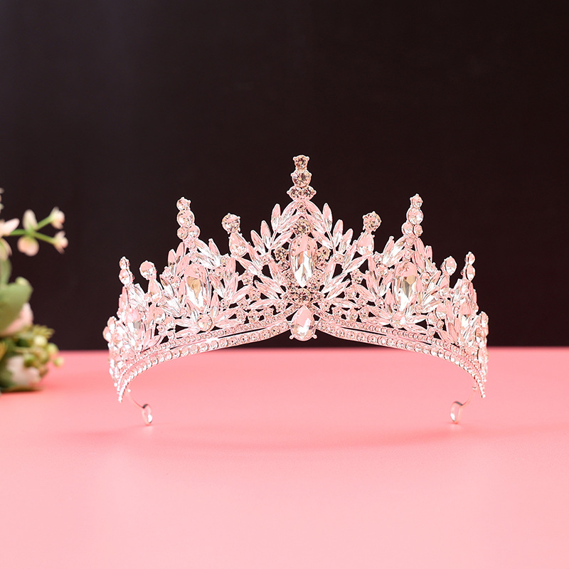 Barokna vjenčana tiara od legure — dijamantnom obradom, dodatak za kosu za vjenčanje (Porijeklo: Yiwu)