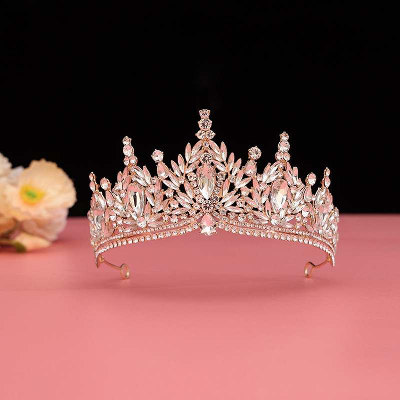 Barokna vjenčana tiara od legure — dijamantnom obradom, dodatak za kosu za vjenčanje (Porijeklo: Yiwu)