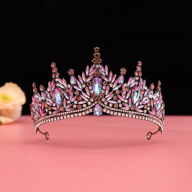 Barokna vjenčana tiara od legure — dijamantnom obradom, dodatak za kosu za vjenčanje (Porijeklo: Yiwu)