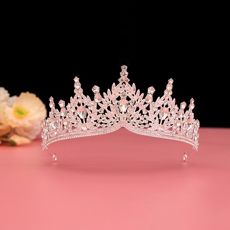 Barokna vjenčana tiara od legure — dijamantnom obradom, dodatak za kosu za vjenčanje (Porijeklo: Yiwu)