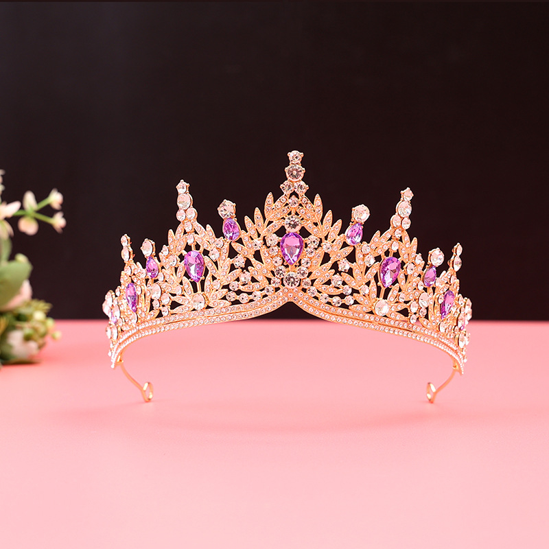 Barokna vjenčana tiara od legure — dijamantnom obradom, dodatak za kosu za vjenčanje (Porijeklo: Yiwu)