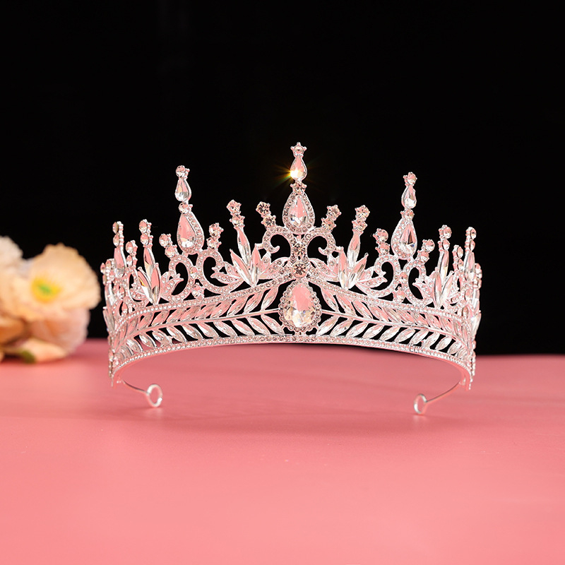 Barokna vjenčana tiara od legure — dijamantnom obradom, dodatak za kosu za vjenčanje (Porijeklo: Yiwu)